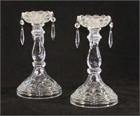 Pair Of Crystal Candlesticks W/Drops