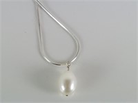 STERLING SILVER PEARL DROP NECKLACE