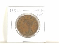 1850 CORONET LARGE CENT COIN