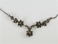 STERLING SILVER ANTIQUE STYLE GREEN GEMSTONE