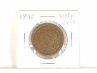 1846 CORONET LARGE CENT COIN