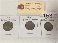 1919, 1936, 1937 Buffalo Nickels