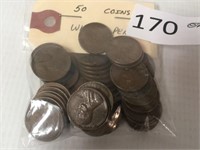 Lot of 50 Wheat Cents