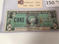 Vintage 1960's McDonald's Coke Buck Note