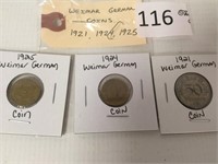 1921, 1924, 1925 German Coins
