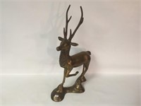Large Brass Deer Sculpture - 24" Tall