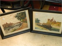 2 VINTAGE M HARANZ PENCIL SIGNED AND TITLED