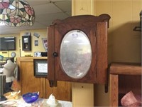 Solid Oak Wall Hung Cabinet w/Mirror