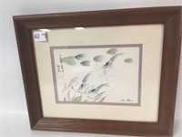 Framed Oriental Watercolor by Chen - 14" x 16"