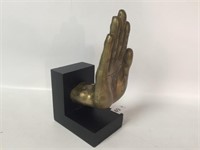 Brass Hand Bookend - 9.5" Tall