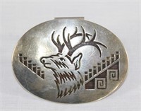 Signed Sterling Silver Indian Belt Buckle