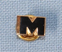 10K Gold Collar Screw On "M" Button