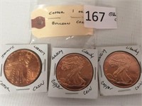 Lot of 3 1 oz Copper Liberty Coins