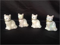 Lot of 4 Fenton Handpainted Birthstone Cats-4" T