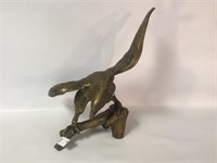Large Brass Eagle Sculpture - 19" W x 16" T