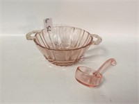 Pink Depression Glass Bowl w/Ladle - 5.5" Dia