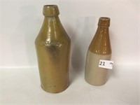 Pair of Clay Bitter Bottles, 1 Marked H.F. Clark