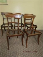 Set of 5 mahogany sabre leg chairs frames