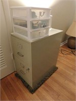 2 drawer metal file cabinet w/key - plastic desk