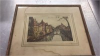 Stunning signed vintage colorized Lithograph