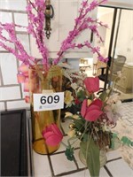 Glass and metal vase flower arrangements - golden
