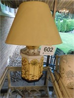 8 sided ceramic table lamp with birds, nice shade