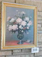 Oil on canvas floral painting, signed, 20 x 23