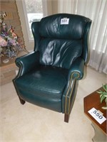 Hancock & Moore Green leather recliner, High