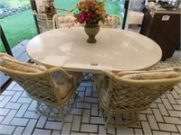 Bamboo style round table with 4 swivel base