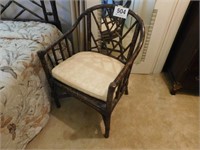 Bamboo style side chair w/upholstered cushion