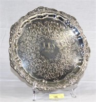 Footed Silver Plate Tray Mono MHS