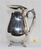 Silver Plate Water Pitcher W/Ice Lip