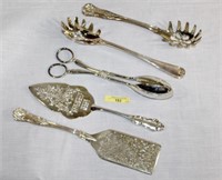 Six Silver Plate Serving Pieces