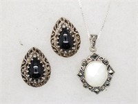 Sterling Pendant, Chain & Pair of Earrings