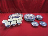 Liberty Blue Dish Set; Historic Colonial Scenes