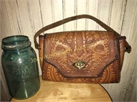 Hand tooled leather purse-TX inmate made