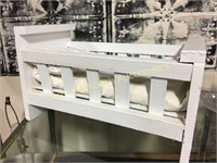 Handmade white painted wooden doll bed