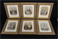 Set of 6 French Dancing Prints 13"x11" framed