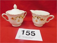 Jewel Tea Autumn Leaf creamer - sugar bowl w/lid