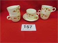Jewel Tea Autumn Leaf 5 coffee mugs & 4 saucers