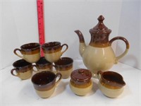 Brown Ceramic Tea Pot and Accessories