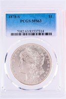 Coin 1878-S Morgan Silver Dollar Graded PCGS MS63