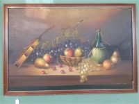 Fruit with violin still life