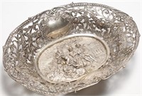 Ornate European Silver Figural Bread Basket