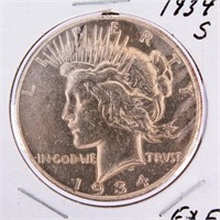 Coin 1934-S Peace Silver Dollar EXtra Fine