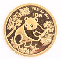 1992 CHINESE PANDA 1/10TH OUNCE 10 YUAN GOLD COIN