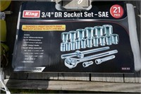 NEW KING 3/4" 21 PIECE SOCKET SET WITH
