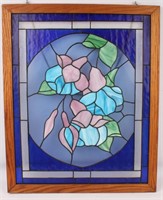 STAINED GLASS FLORAL WINDOW PANE