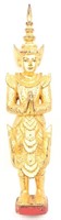 GOLD PAINTED WOODEN THAI STATUE