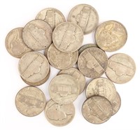 21 UNITED STATES WAR TIME NICKELS 35% SILVER